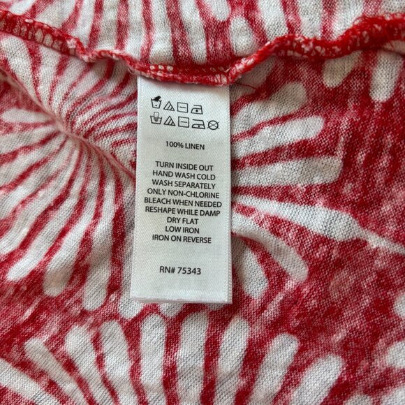 Joie Womens Top Plus Size 3X Red Floral 100% Linen Beach Lagenlook Boho 18498 - Picture 7 of 9